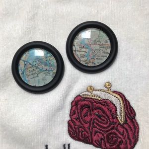 Vintage State Map Clip on Earrings